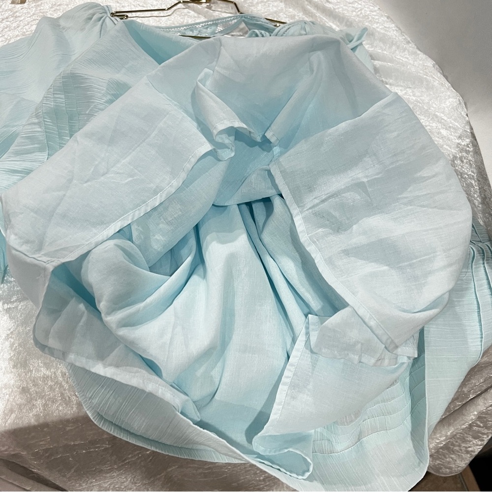 Soft Surroundings Light Blue Embroidered Cotton Tunic - Picture 9 of 10